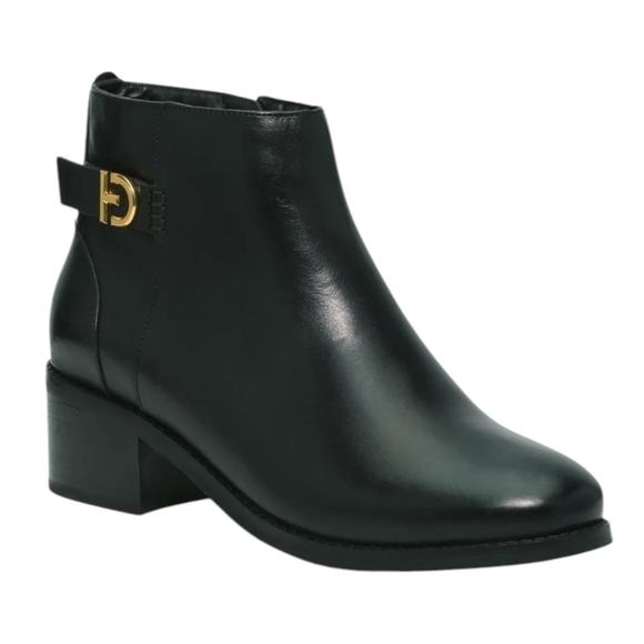 Cole Haan Women's Holis Logo Side Buckle Leather Booties Black Size 6 - Picture 1 of 6